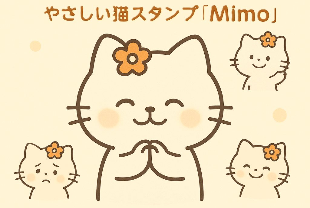 疲れた心にそっと寄り添う やさしい猫スタンプ『Mimo』